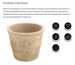 Dehner Blumentöpfe & Übertöpfe - -Topf Grado, rund, antik- Terrakotta