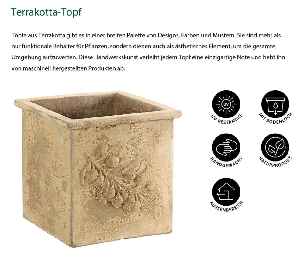 Dehner -Topf, quadratisch, -antik Terrakotta Online