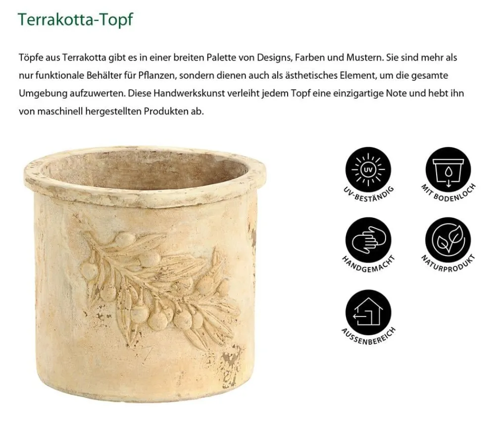 Dehner -Topf, -antik Terrakotta New