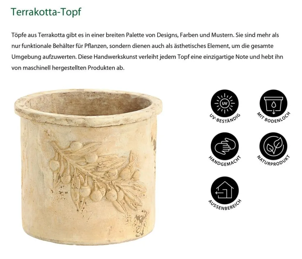 Dehner Blumentöpfe & Übertöpfe - -Topf, -antik Terrakotta