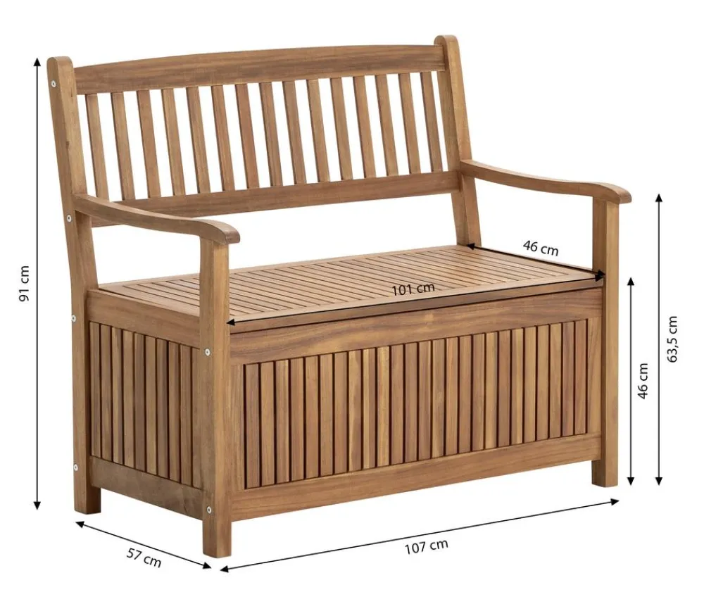 Dehner Aufbewahrungsboxen|2-Sitzer Gartenbänke > Truhenbank Westminster, ca. B107/H91/T57 cm