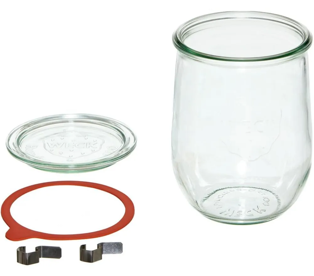 WECK Einkochautomaten & Zubehör - Dehner ® Tulpenglas, 1000 ml, inkl. Einkochringe & Klammern, 4er-Set Transparent