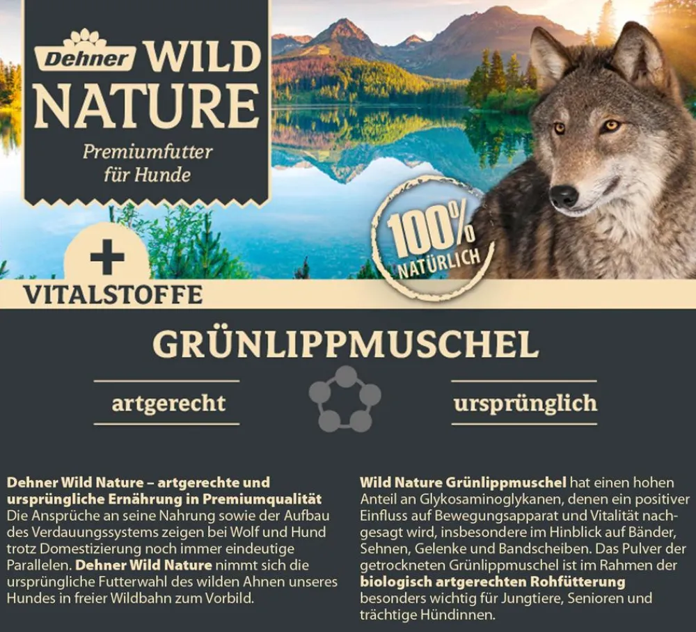 Dehner Wild Nature Nahrungsergänzung Hund > BARF-Ergänzungsfutter für Hunde Grünlippmuschel