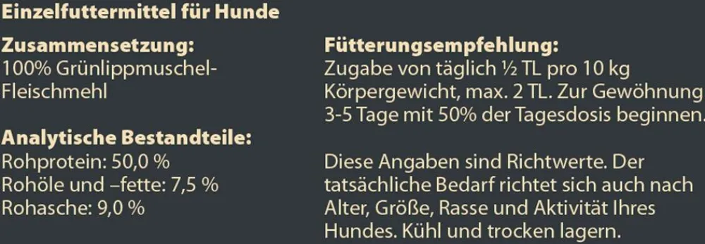 Dehner Wild Nature Nahrungsergänzung Hund > BARF-Ergänzungsfutter für Hunde Grünlippmuschel