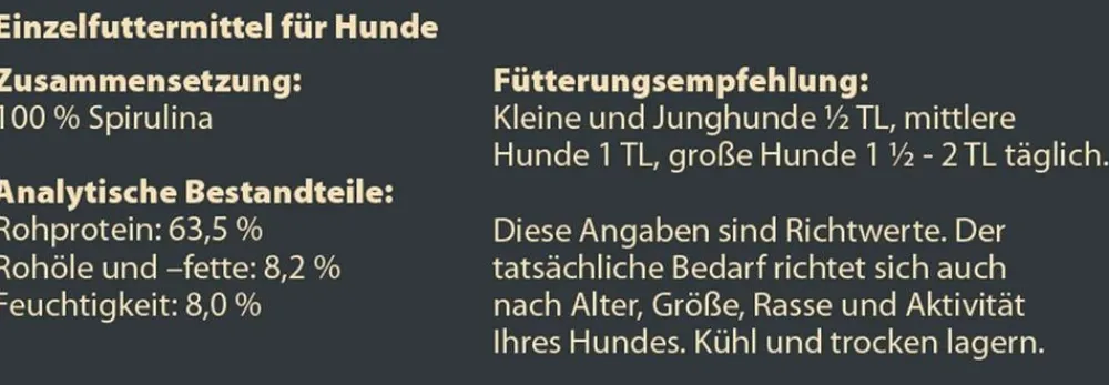 Dehner Wild Nature Nahrungsergänzung Hund > BARF-Ergänzungsfutter für Hunde Spirulina