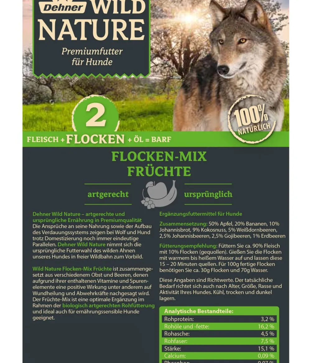 Dehner Wild Nature BARF-Ergänzungsfutter für Hunde Flocken-Mix Früchte Best