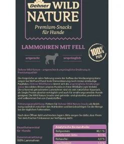 Dehner Wild Nature Hundeleckerlies - Hundesnack Lammohren mit Fell, 200 g