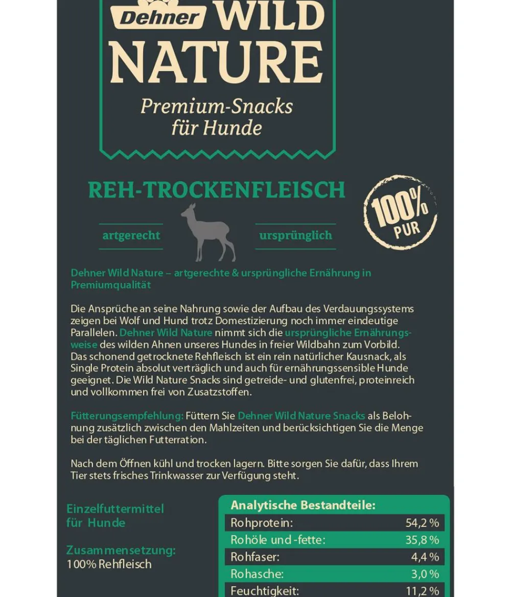 Dehner Wild Nature Hundeleckerlies > Hundesnack Reh-Trockenfleisch, 100 g