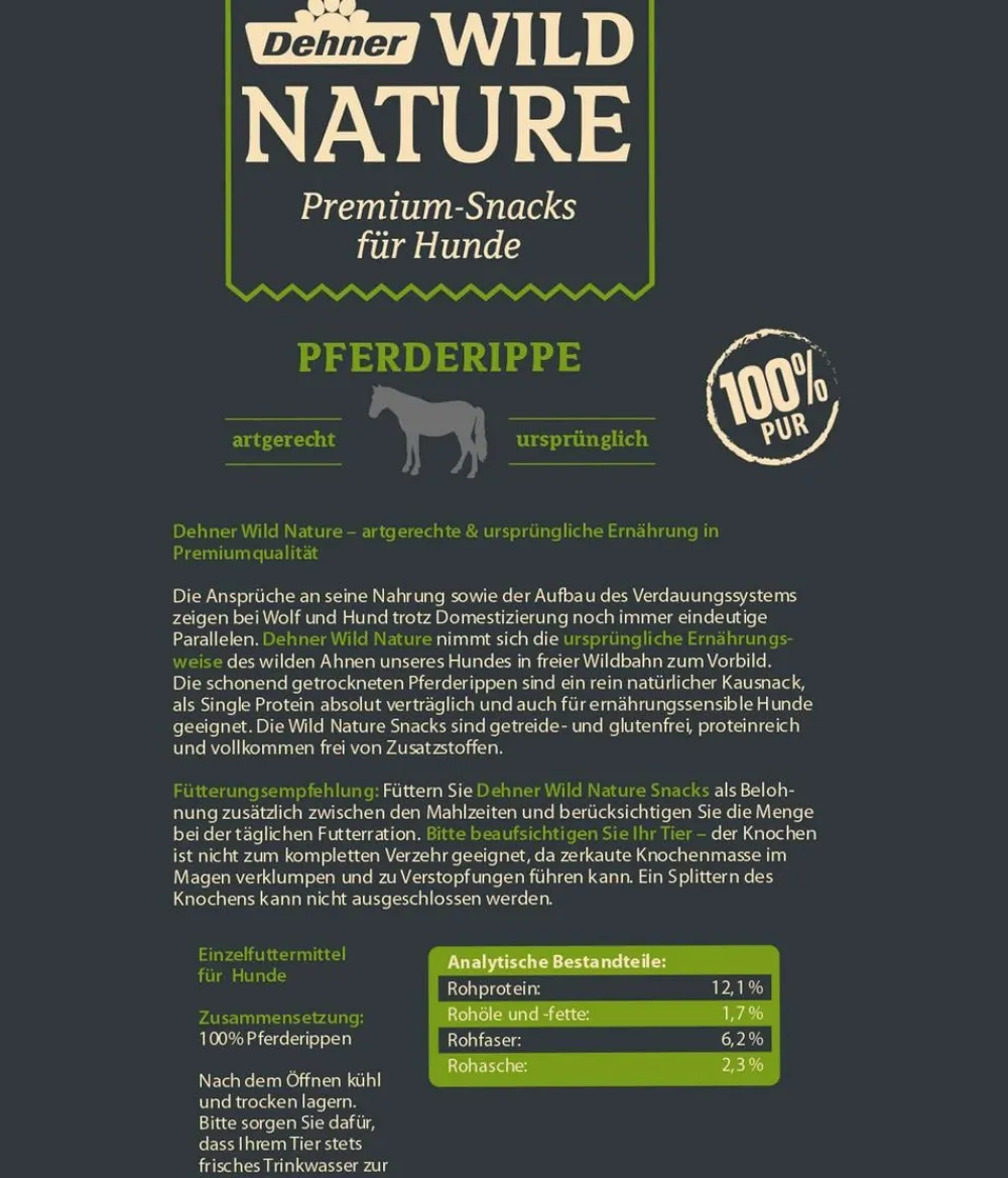 Dehner Wild Nature Hundeleckerlies > Hundesnack Pferderippe, 200 g