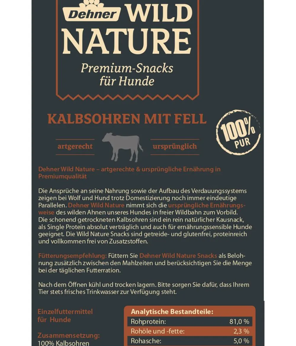Dehner Wild Nature Hundeleckerlies > Hundesnack Kalbsohren mit Fell