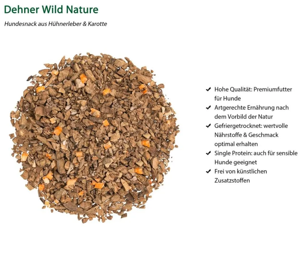 Dehner Wild Nature Hundesnack Hühnerleber & Karotte, gefriergetrocknet, 60 g Clearance