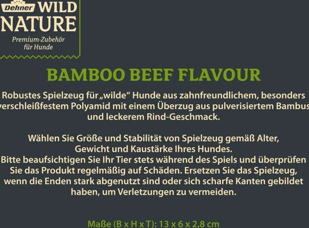 Dehner Wild Nature Hundespielzeug - Hundespielzeug Bamboo Beef Flavour, ca. B13/H6/T2,8 cm Braun