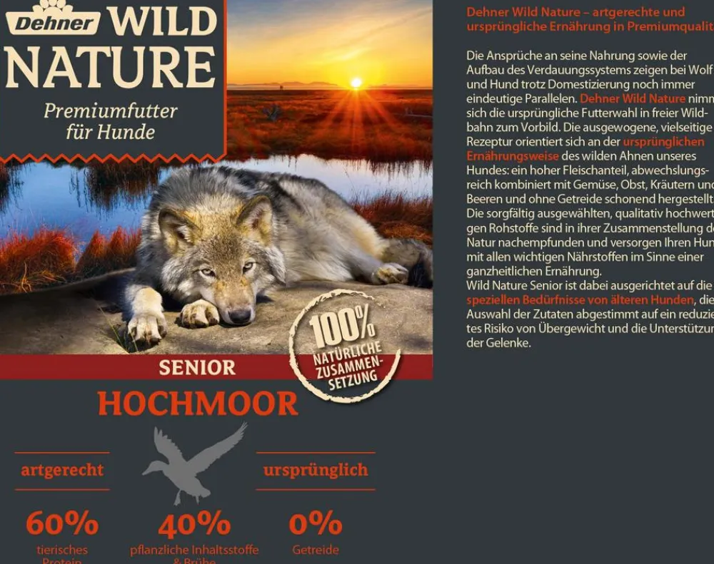 Dehner Wild Nature Nassfutter Hund > Nassfutter für Hunde Hochmoor Senior, Ente