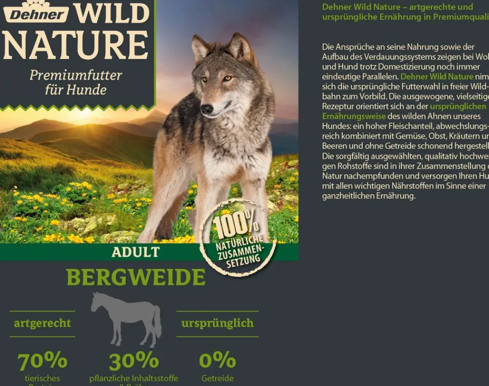 Dehner Wild Nature Nassfutter für Hunde Bergweide Adult, Pferd New