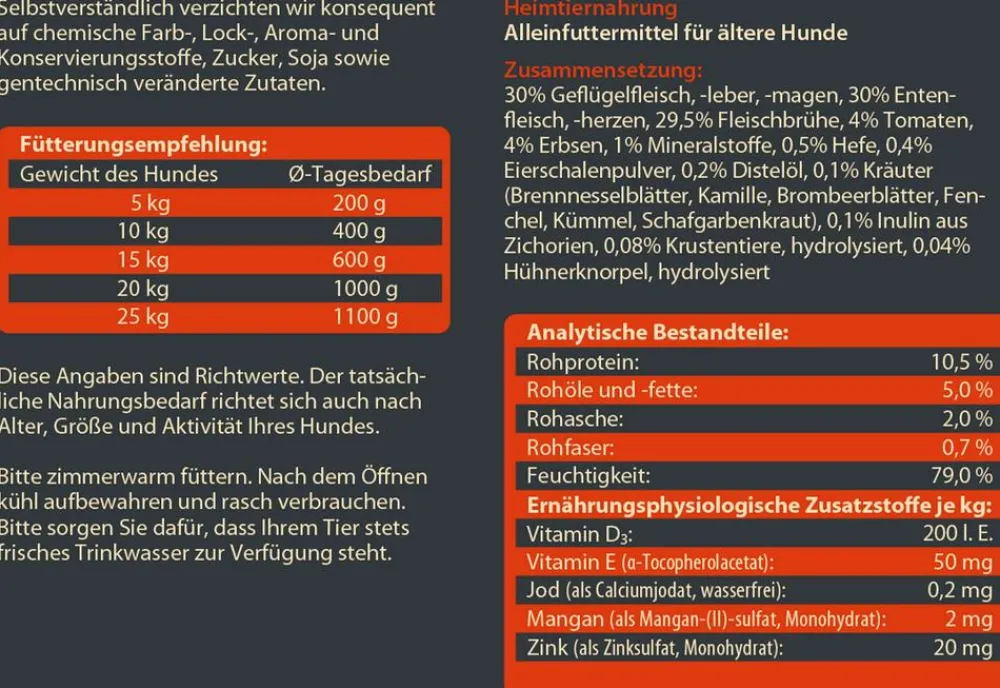 Dehner Wild Nature Nassfutter für Hunde Hochmoor Senior, Ente Online