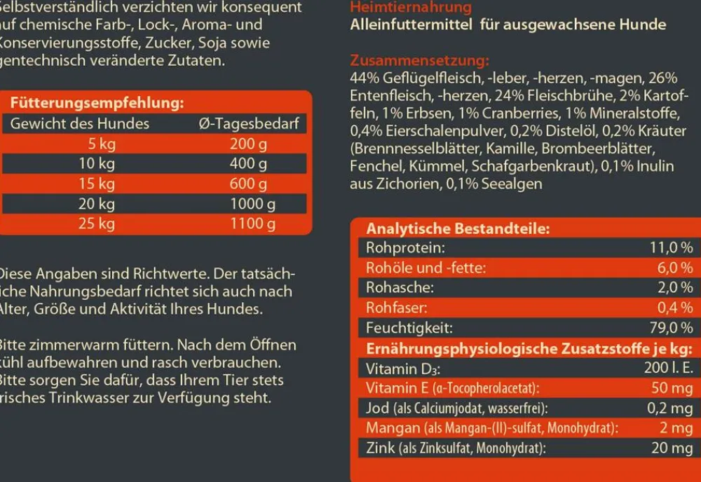 Dehner Wild Nature Nassfutter Hund - Nassfutter für Hunde Hochmoor Senior, Ente