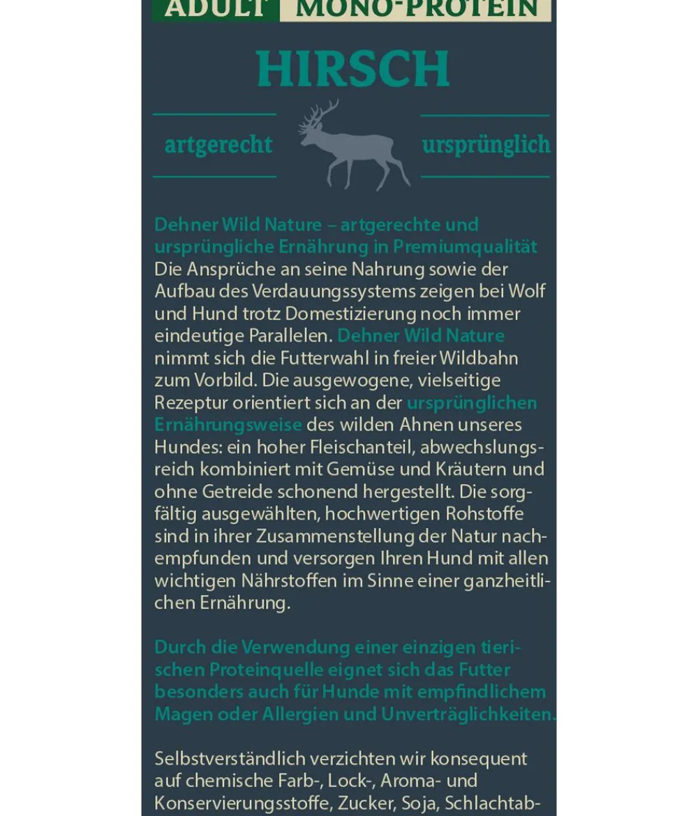 Dehner Wild Nature Nassfutter Hund > Nassfutter für Hunde Mono-Protein Adult, Hirsch