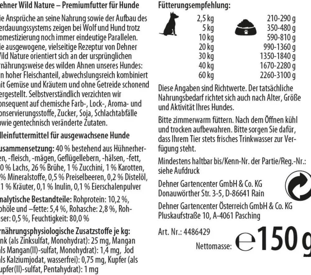 Dehner Wild Nature Nassfutter Hund > Nassfutter für Hunde Gebirgssee Adult, 11 x 150 g