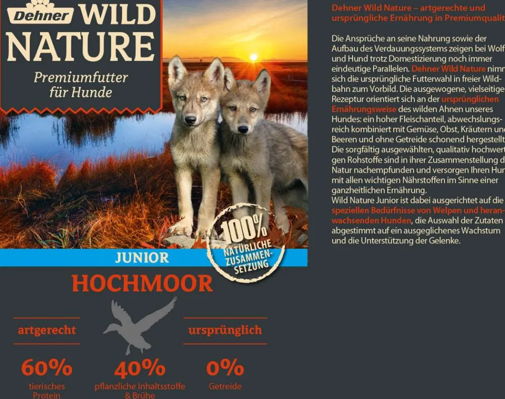Dehner Wild Nature Nassfutter für Hunde Hochmoor Junior, Ente Hot