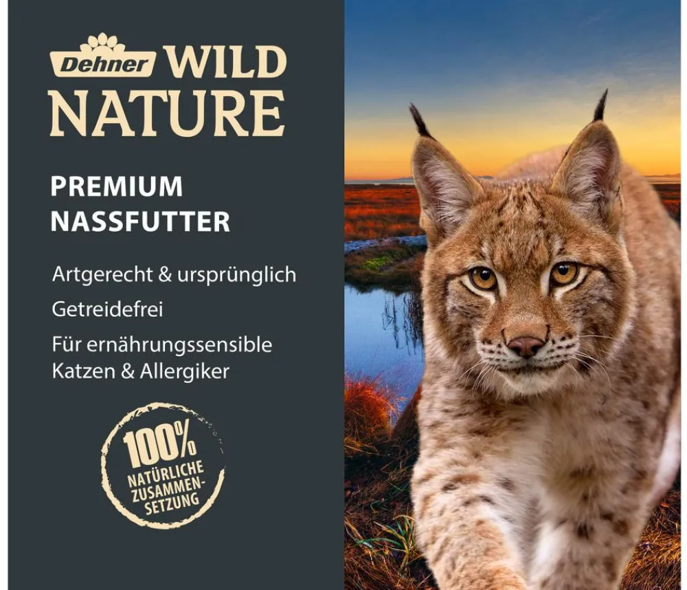 Dehner Wild Nature Nassfutter Katze > Nassfutter für Katzen Auwald Adult, Hirsch & Truthahn, /400 g