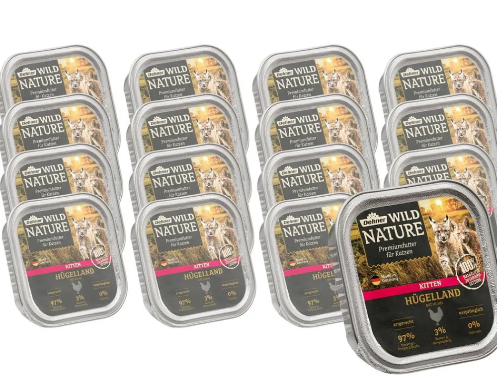 Dehner Wild Nature Nassfutter Katze > Nassfutter für Katzen Hügelland Kitten, Huhn, 16 x 100 g