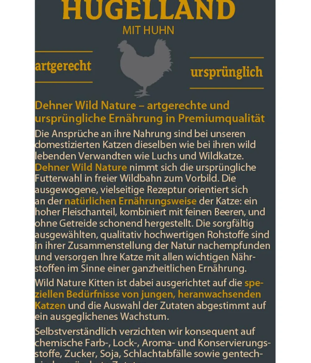 Dehner Wild Nature Nassfutter Katze > Nassfutter für Katzen Hügelland Kitten, Huhn, 16 x 85 g