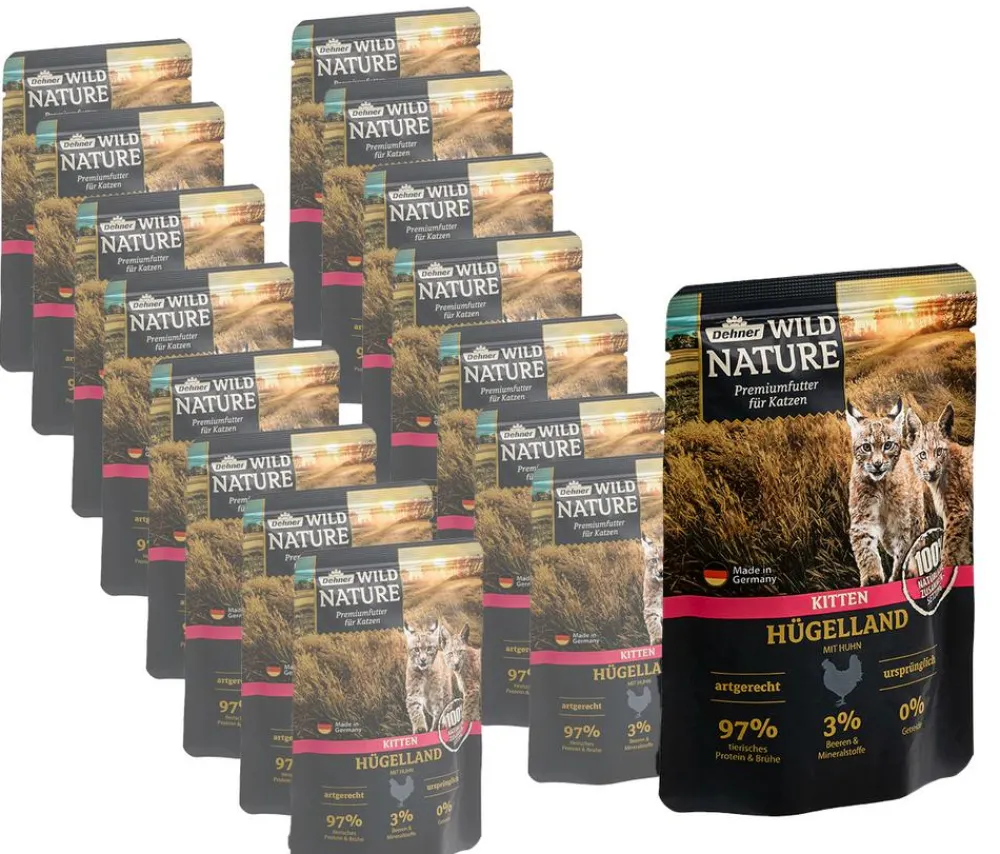 Dehner Wild Nature Nassfutter Katze > Nassfutter für Katzen Hügelland Kitten, Huhn, 16 x 85 g