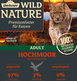 Dehner Wild Nature Nassfutter für Katzen Hochmoor Adult, Ente & Pute, 16 x 100 g Clearance