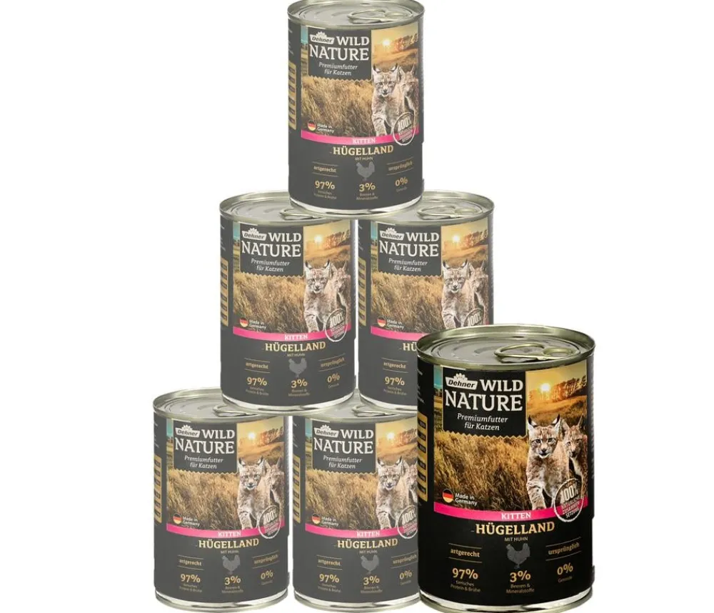 Dehner Wild Nature Nassfutter für Katzen Hügelland Kitten, Huhn, /400 g Discount