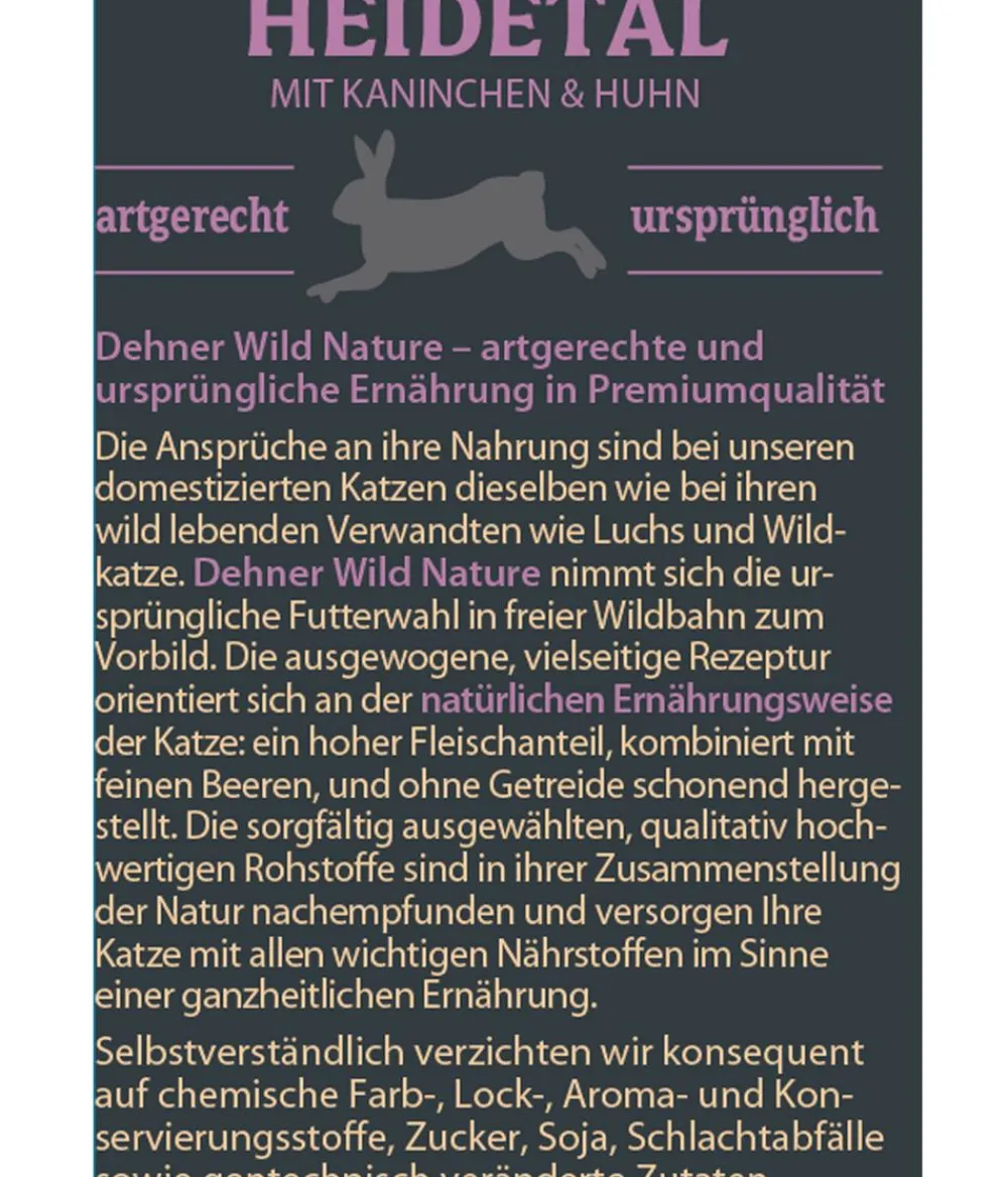 Dehner Wild Nature Nassfutter Katze - Nassfutter für Katzen Heidetal Adult, Kaninchen & Huhn, 16 x 85 g