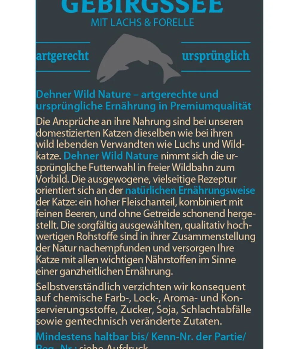 Dehner Wild Nature Nassfutter Katze - Nassfutter für Katzen Gebirgssee Adult, Lachs & Forelle, 16 x 85 g