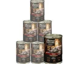 Dehner Wild Nature Nassfutter Katze - Nassfutter für Katzen Unterholz Senior, Wildschwein, /400 g