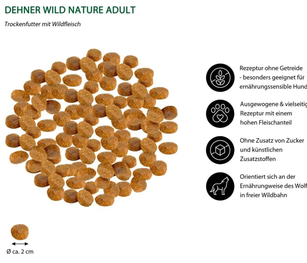 Dehner Wild Nature Trockenfutter Hund > Trockenfutter für Hunde Auwald Kleine Krokette Adult, Wild