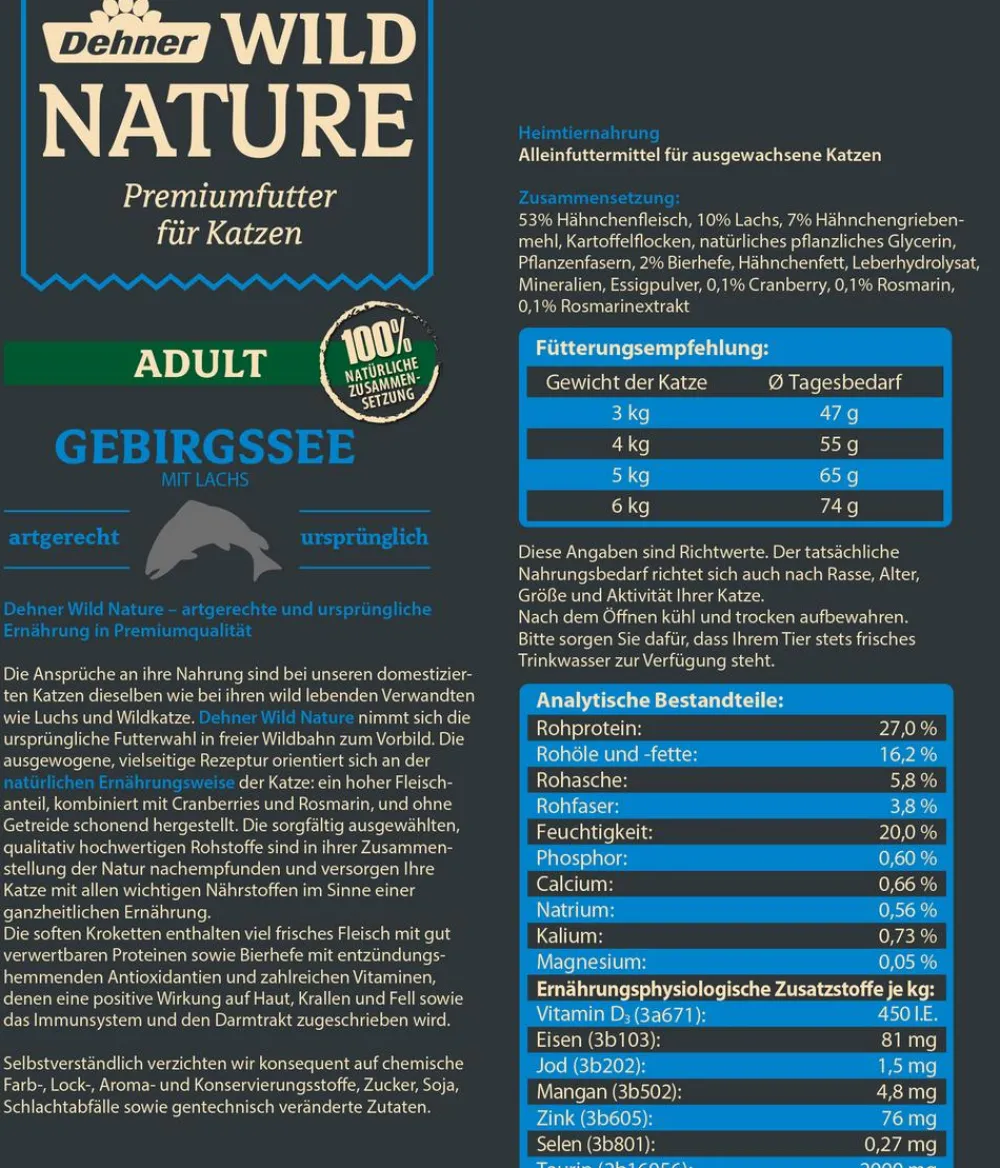 Dehner Wild Nature Trockenfutter für Katzen Gebirgssee Adult, Lachs Hot