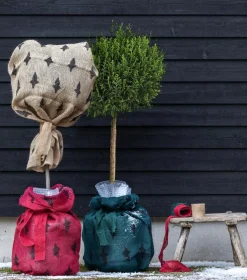 Dehner Winterschutz Jute-Sack mit Relief Hellbraun