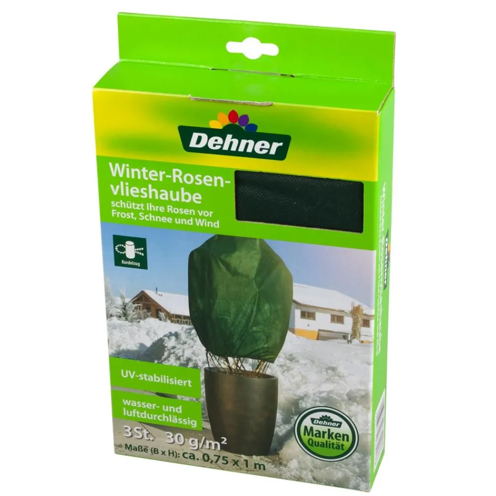 Dehner Pflanzenfolien & Ernteschutz|Mehr Blumentopfzubehör - Winterschutz Rosen-Vlieshaube, 3 Stück, ca. B75/H100 cm Dunkelgrün