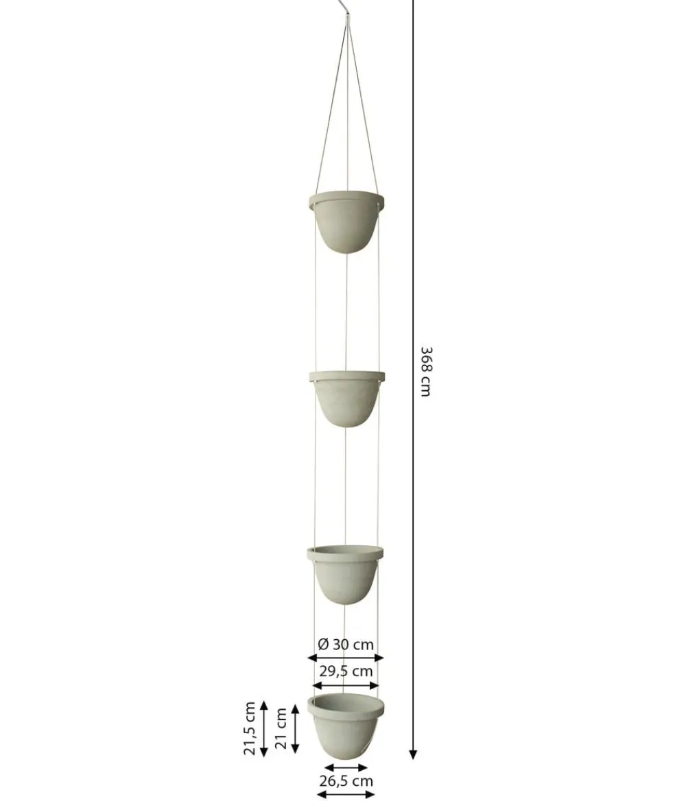 Dehner Blumenampeln & -Schalen > Zement-Hängetopf mit Kordel, rund, ca. H368 cm