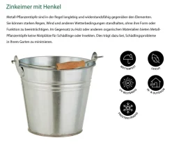 Dehner Pflanzkübel & Blumenkästen - Zinkeimer mit Henkel, Silber