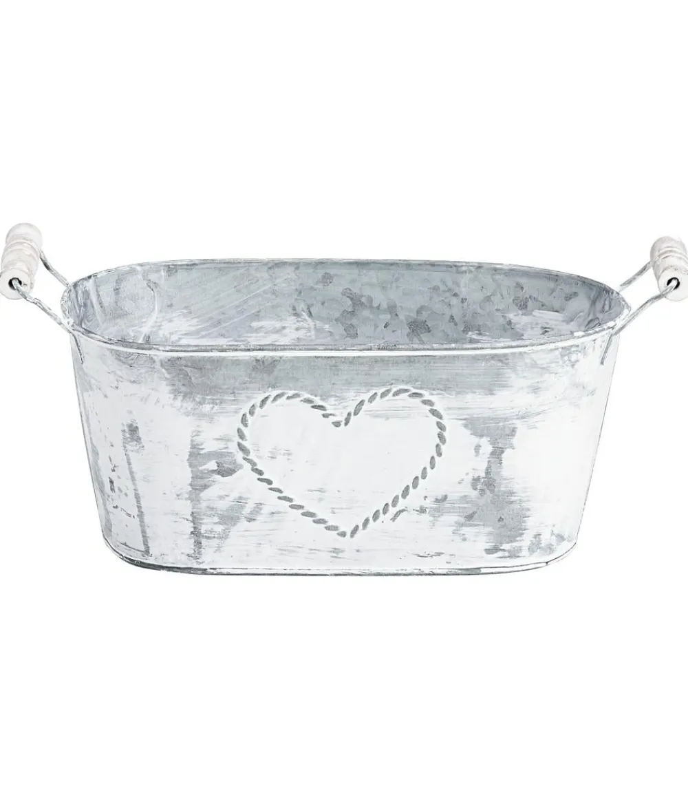 Dehner Pflanzkübel & Blumenkästen - Zink-Jardiniere mit Henkeln, ca. B26/H15/T11,5 cm