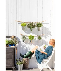 Dehner Pflanzkübel & Blumenkästen|Blumentöpfe & Übertöpfe - Zinktopf mit Bügelhalter, rund Silber