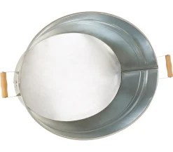 Dehner Mehr Gartendekoration|Blumenampeln & -Schalen - Zink-Wanne mit Holzgriffen, oval, , ca. B55/H19/T42 cm Silber