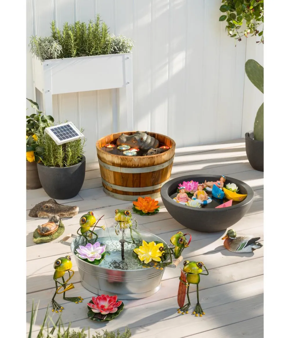 Dehner Mehr Gartendekoration|Blumenampeln & -Schalen - Zink-Wanne mit Holzgriffen, oval, , ca. B55/H19/T42 cm Silber