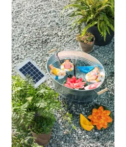 Dehner Mehr Gartendekoration|Blumenampeln & -Schalen - Zink-Wanne mit Holzgriffen, oval, , ca. B55/H19/T42 cm Silber