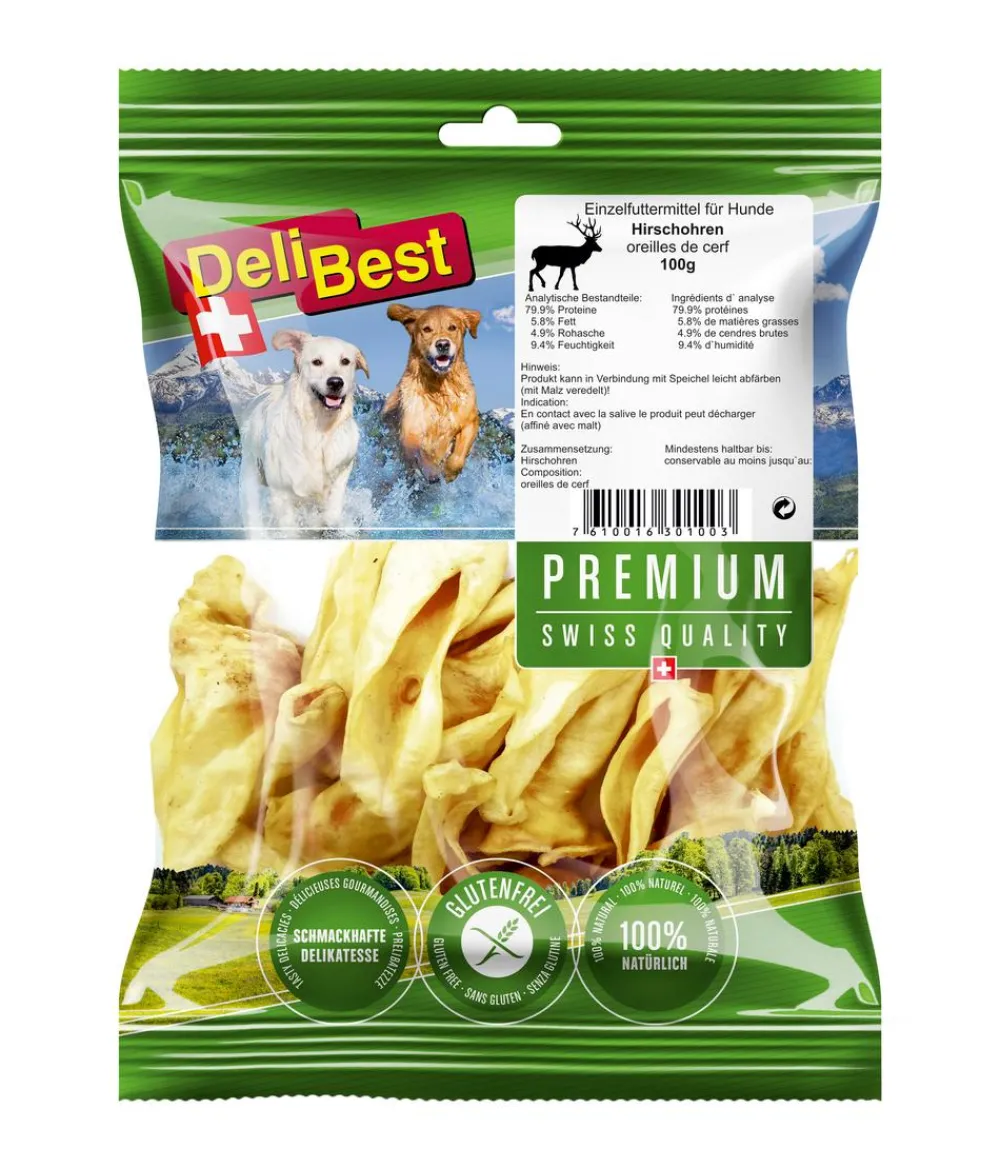 DeliBest Premium Hundesnack Hirschohren, 100 g Outlet