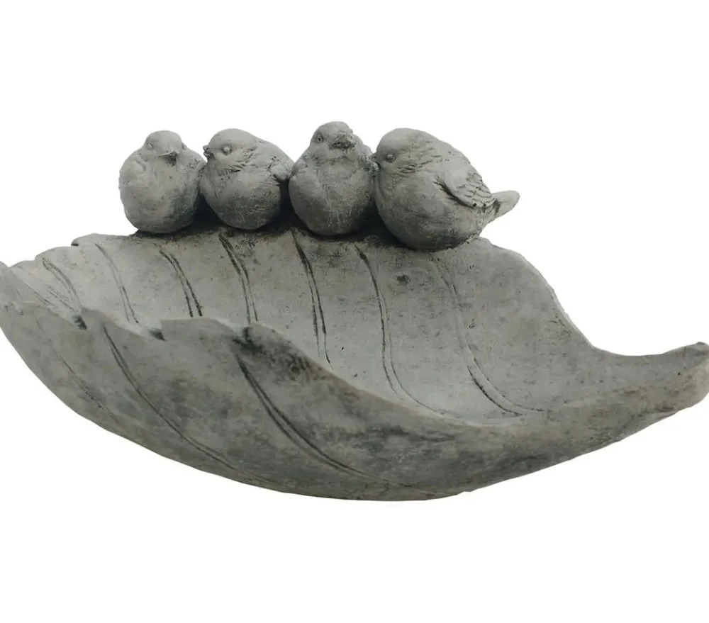 Denscho Vogeltränken|Gartenzwerge & Gartenfiguren > Beton-Vogeltränke Blatt, 31 x 11 x 13 cm