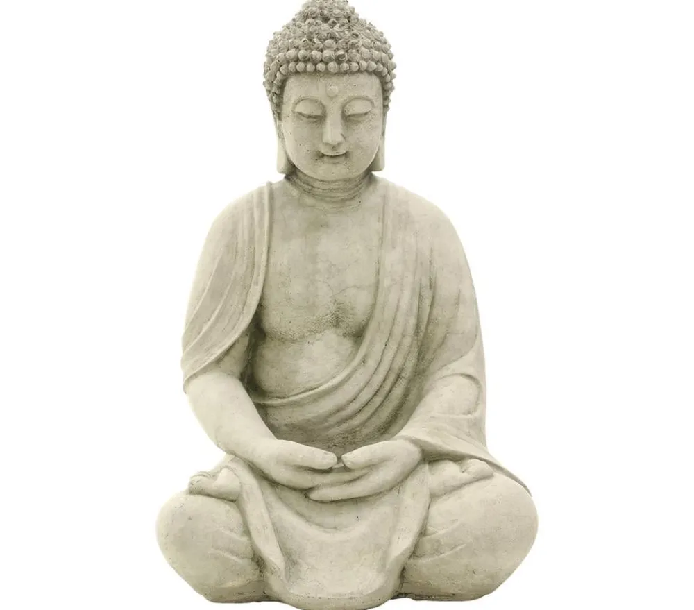 Denscho Gartenzwerge & Gartenfiguren > Stein-Buddha sitzend, schlank, grau