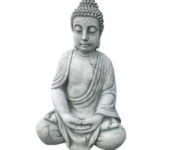Denscho Stein-Buddha, 33 x 26 x 50 cm Grau