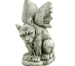 Denscho Gartenzwerge & Gartenfiguren - Stein-Drache sitzend mit Kette, 40 x 25 x 48 cm