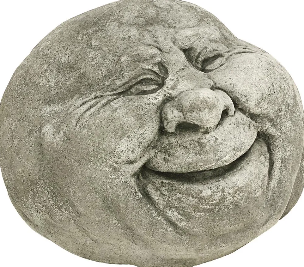Denscho Gartenzwerge & Gartenfiguren > Stein-Gesicht lachend, 18 x 20 x 12 cm