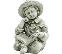 Denscho Gartenzwerge & Gartenfiguren - Stein-Junge im Schneidersitz, 31 x 30 x 43 cm
